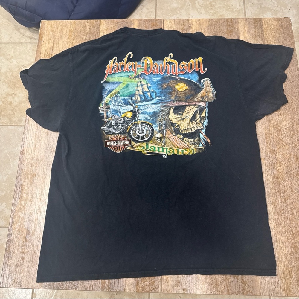 Vtg 90’s Harley-Davidson Black Graphic T-Shirt jamaica biker retro